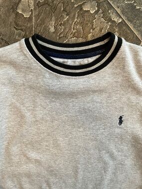 Light Gray Black Trim Combed Cotton Crewneck The Polo Ralph Lauren Brand Sweater